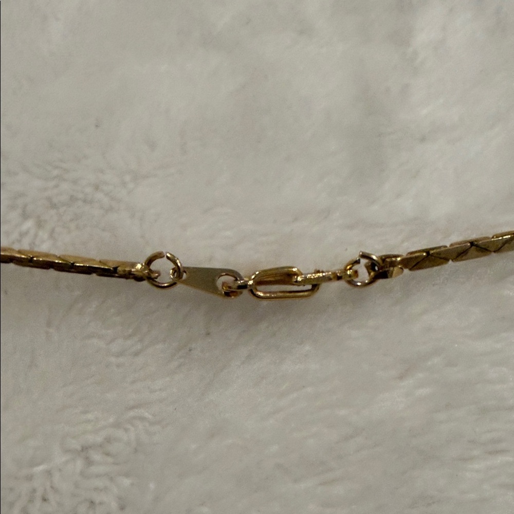 Intricate Gold Tone and Blue Mosaic Necklace - Picture 9 of 13